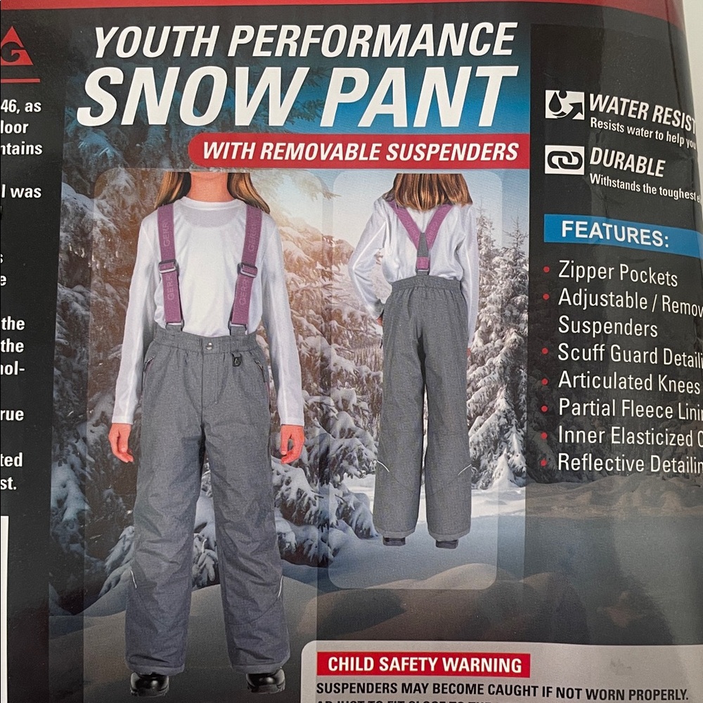Gerry Youth Performance Snow Pant Pink. Gry XS -5/6 / Z3